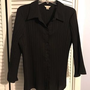 3/$20 Christopher & Banks Black Dress Blouse, XL Satin Stripe